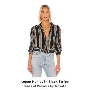 BIRDS OF PARADISE - black linen long sleeve